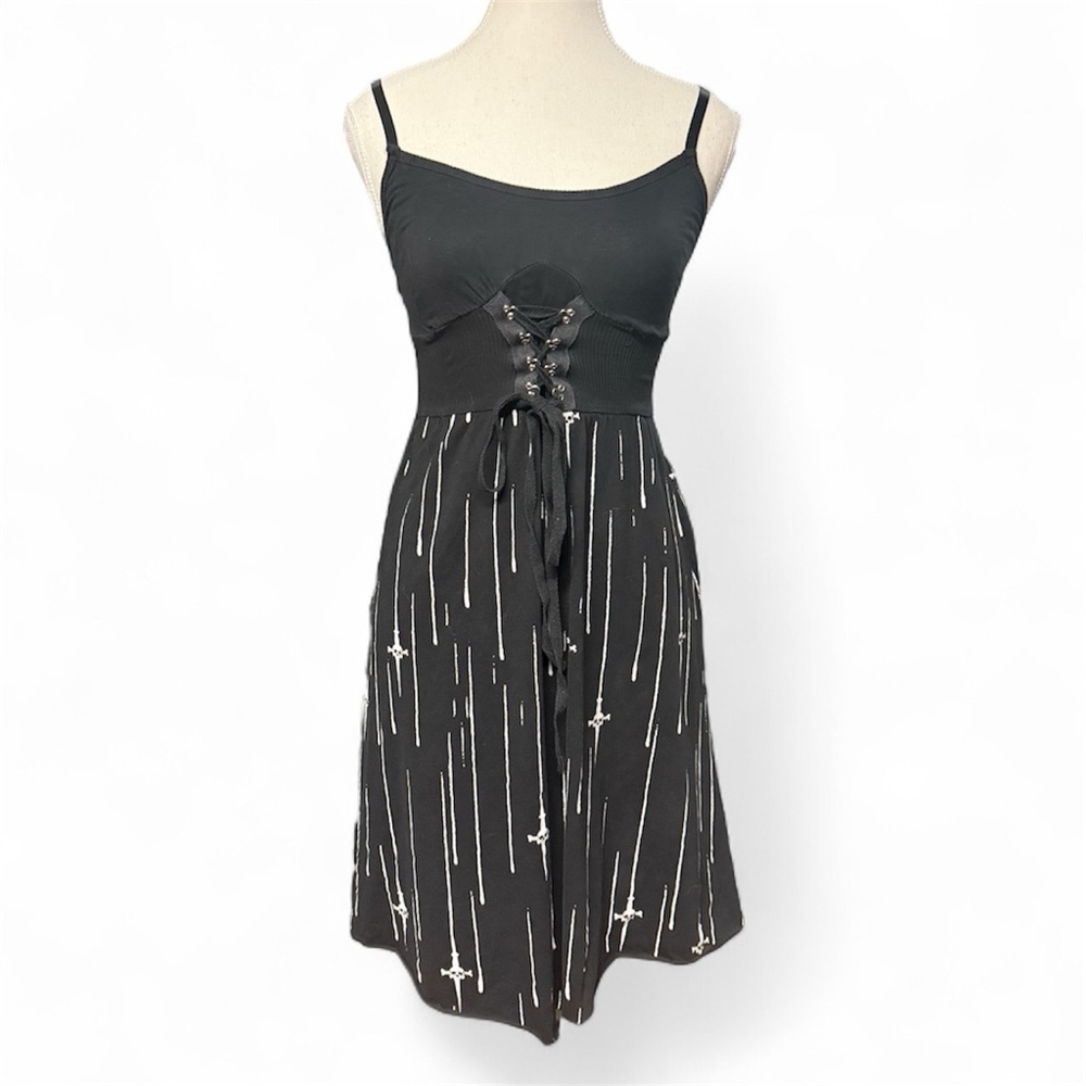 Vintage Lip Service Black & White skull pattern Dress